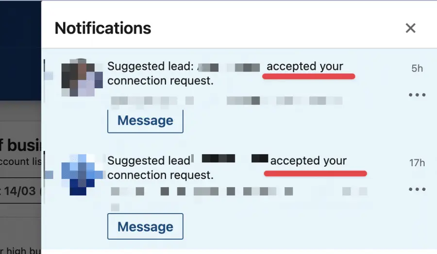 Lead Accepted your connections sales navigator alert 