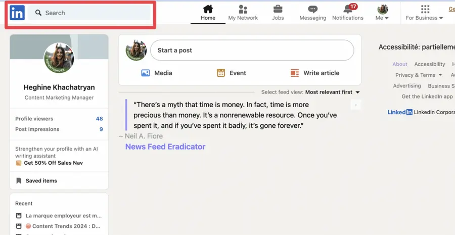linkedin free search engine search bar