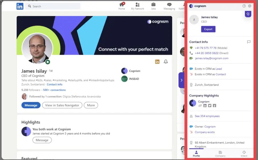 cognism chrome extension to find emails