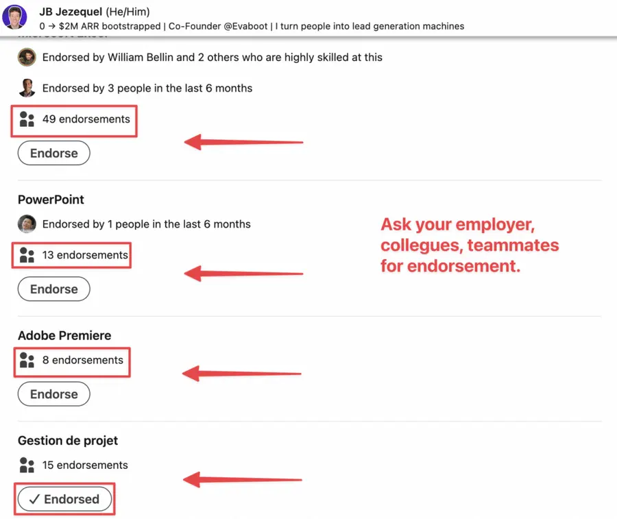 endorsements on linkedin