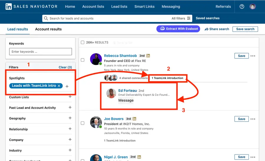 how to add team link to sales navigator