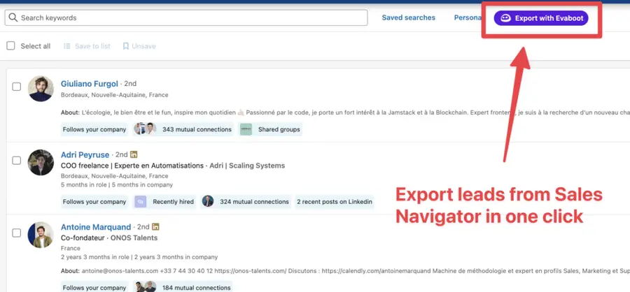 export open profiles from sales navigator