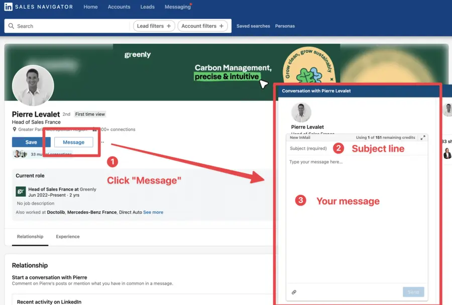 send inmail linkedin sales navigator