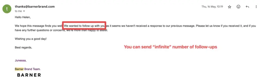 email follow up example