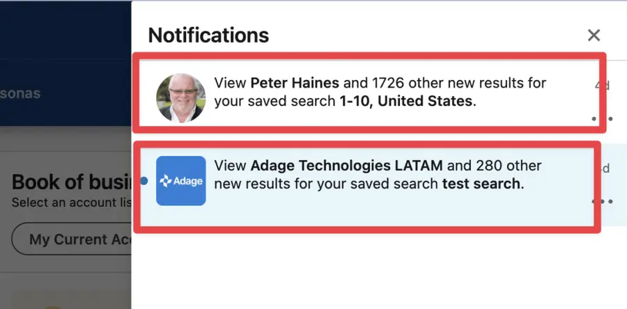 saved search alters on sales navigaotr