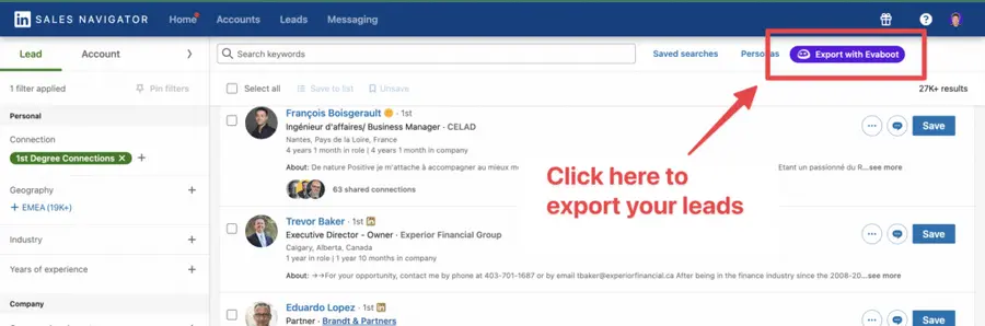 export linkedin connections from linkedin sales navigator