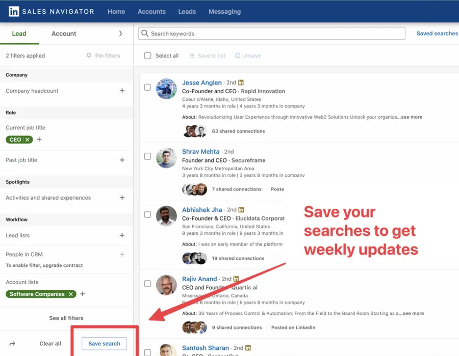 linkedin sales navigator saved searches worth it