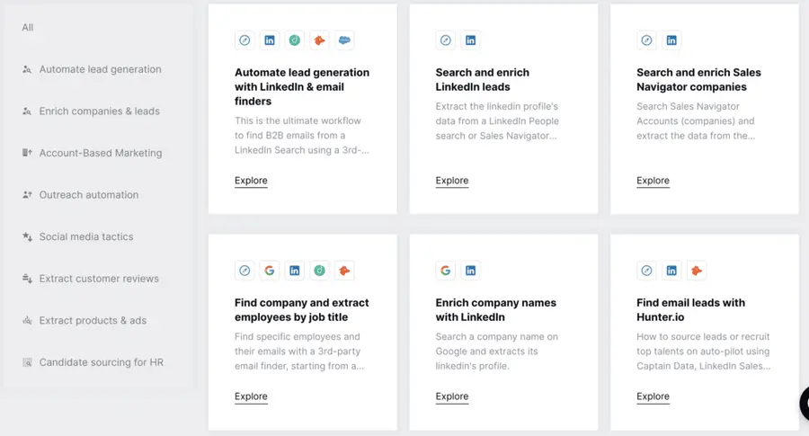 captain data linkedin prospecting tool