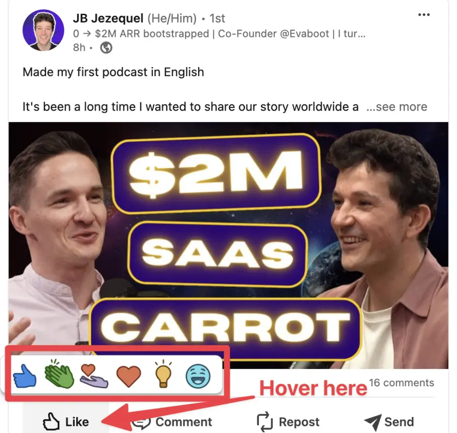 how to like a linkedin post