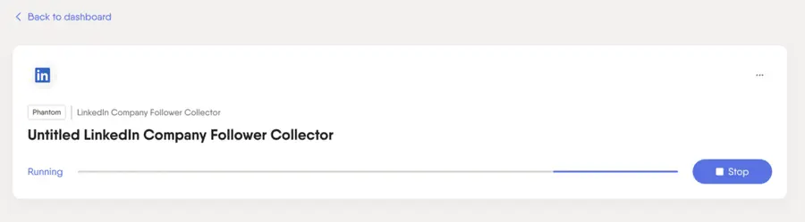 launch linkedin company page followers export of phantombuster 