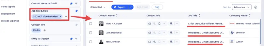boolean search on zoominfo