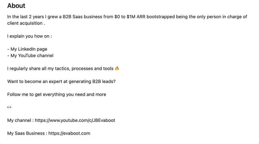 LinkedIn about section example