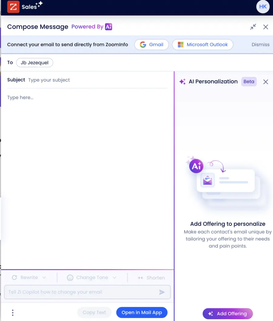 Zoominfo conversation intelligence to generate messages
