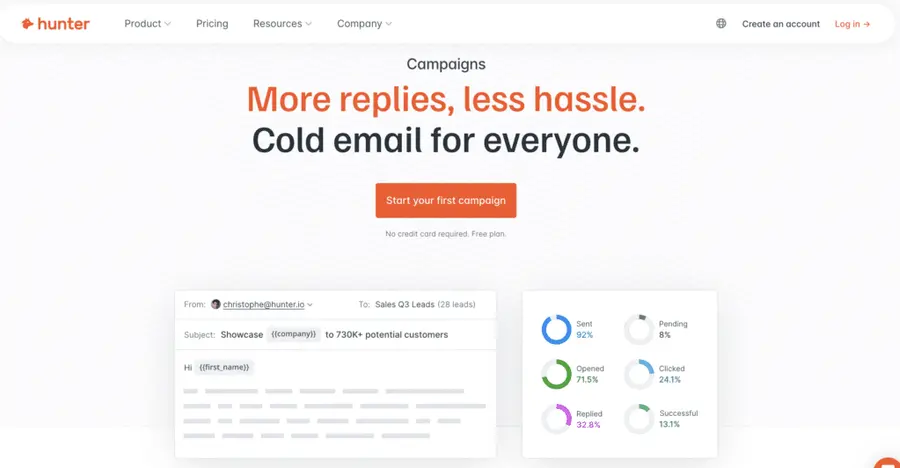 hunter campaigns for email outreach campaigns 