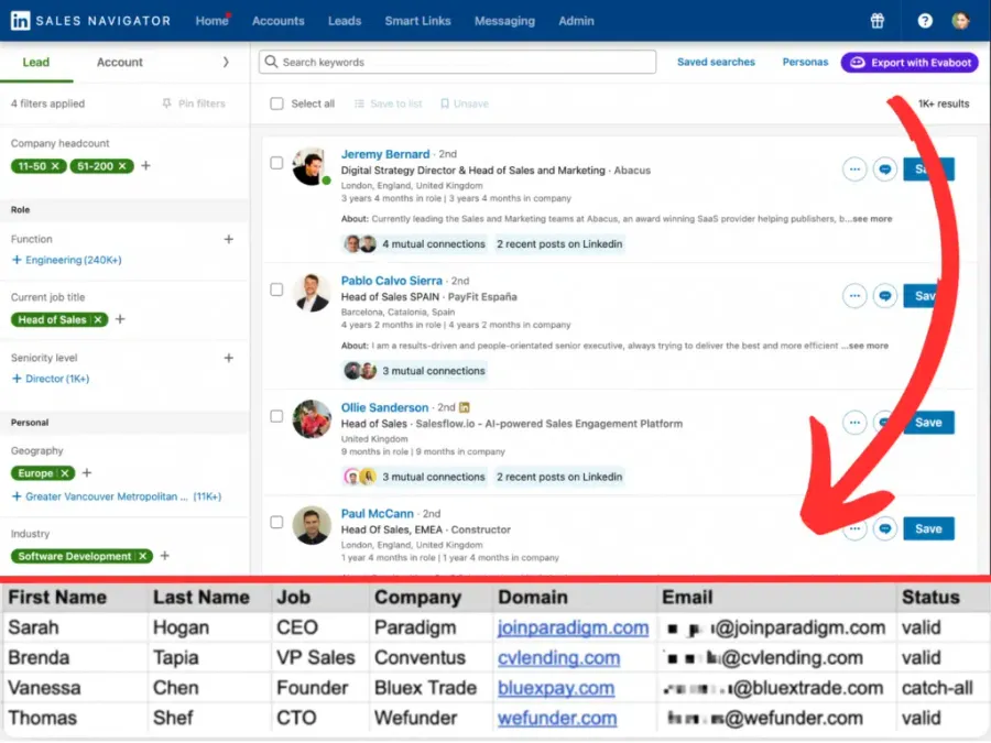 export leads linkedin sales navigator