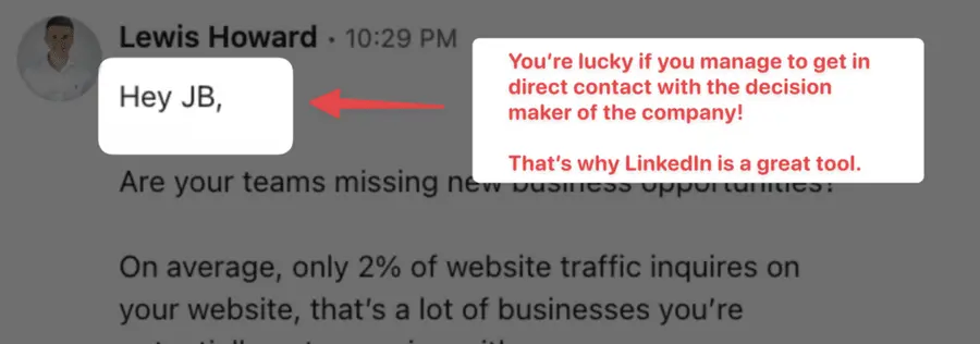 linkedin cold message directly to decision-makers of each company