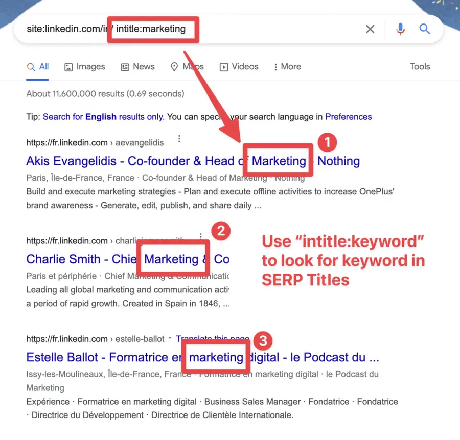 search linkedin with google