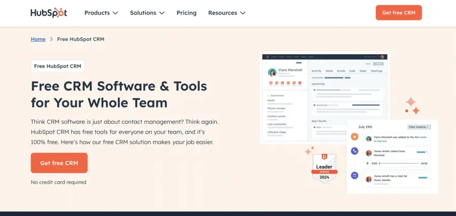 hubspot crm for free to manage sales and marketing