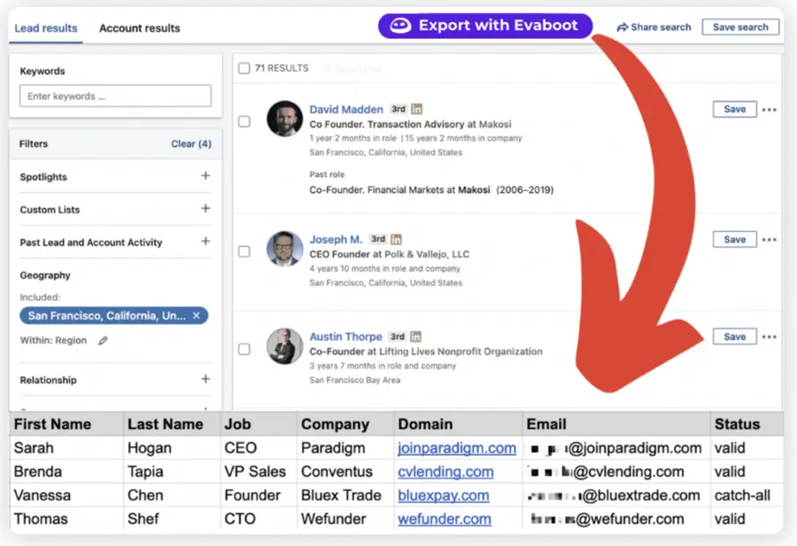 sales navigator csv export