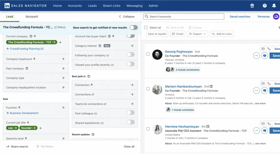 sales navigator advanced filters for better experience