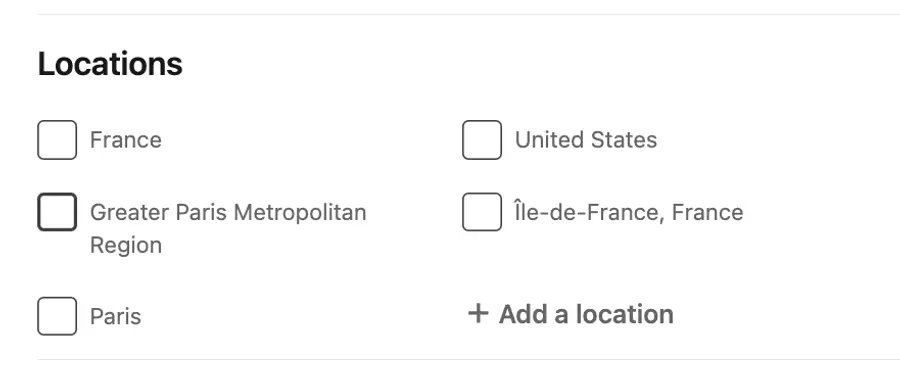 location linkedin filter