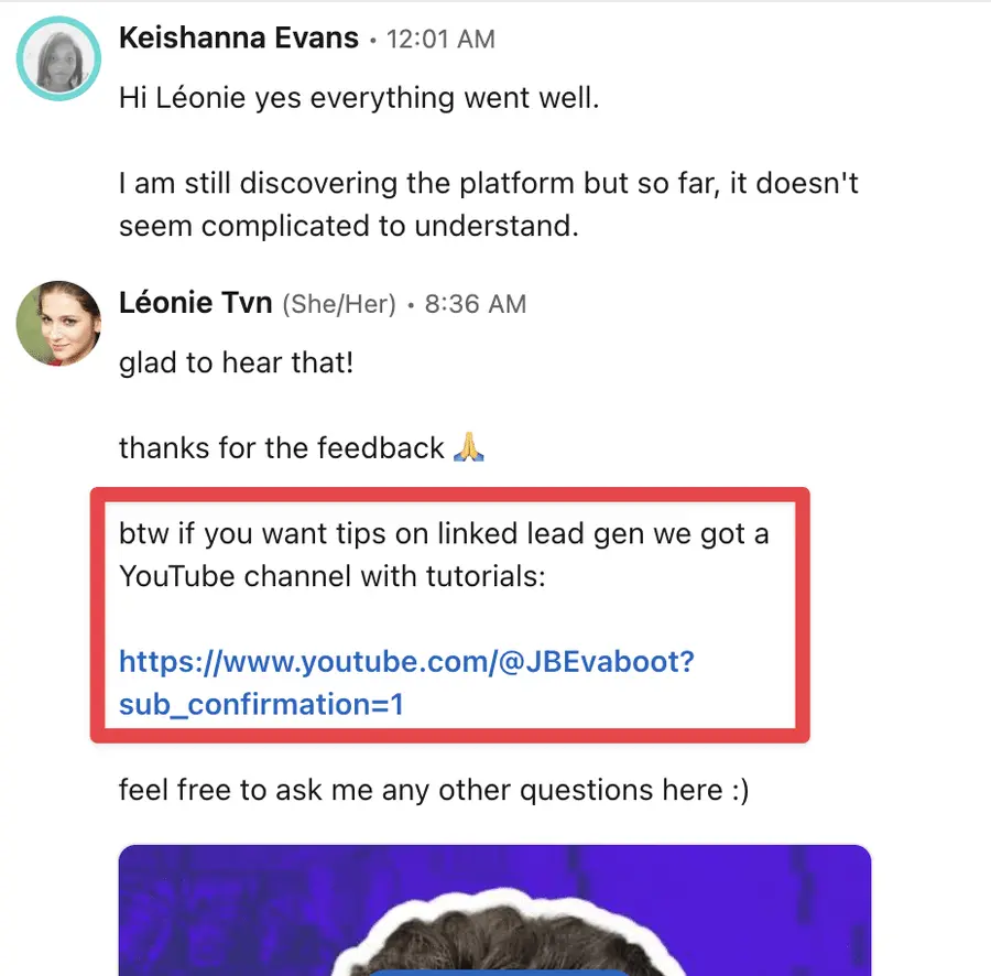 linkedin follow up message example that gets response