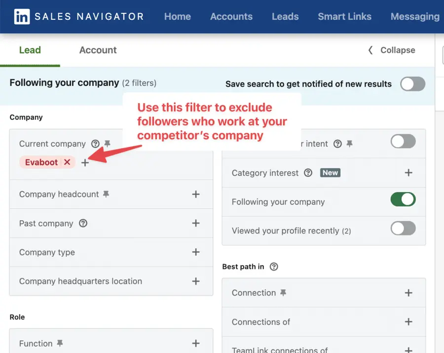 exlude employee from company page followers to steal competitors' audience on linkedin
