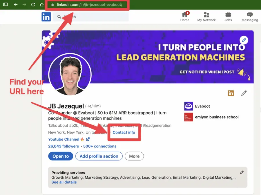 how to find linkedin url