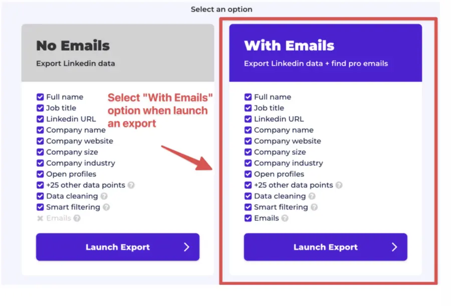 export leads with emails
