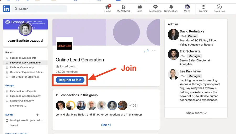 how to join linkedin group for sales prospecting