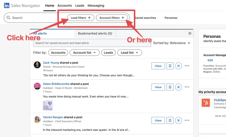click on Lead Search or Account Search