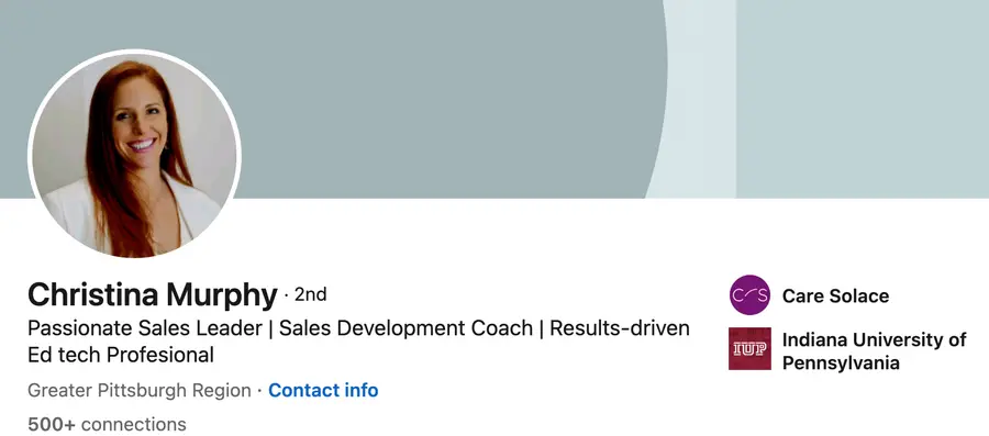 LinkedIn headline example with relevant adjectives