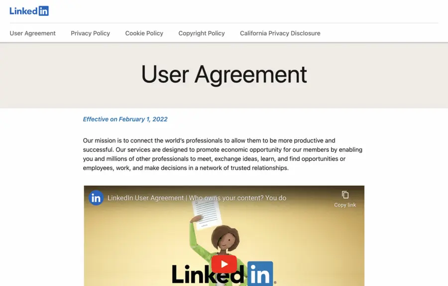 linkedin user agreement