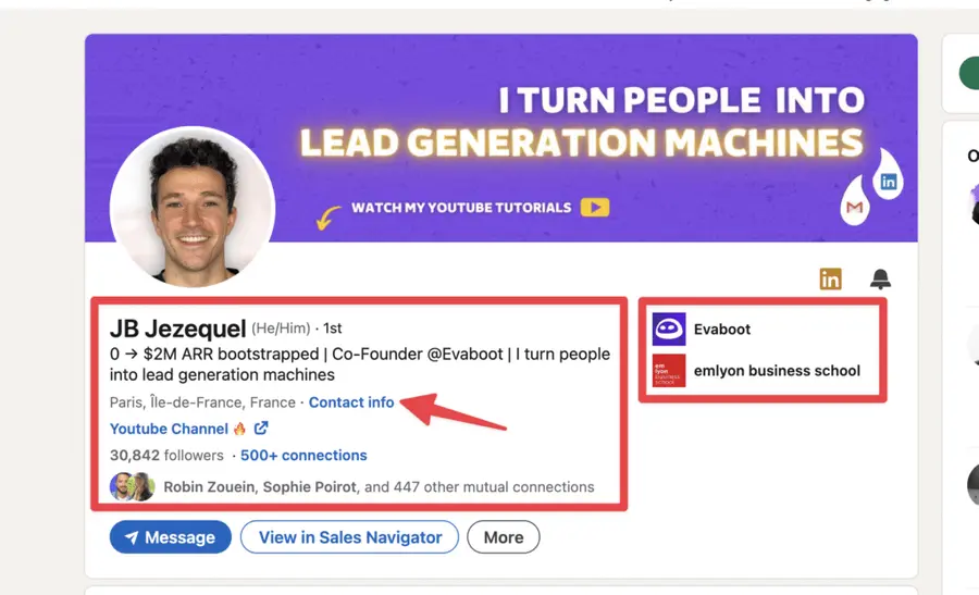 contact information you get from linkedin