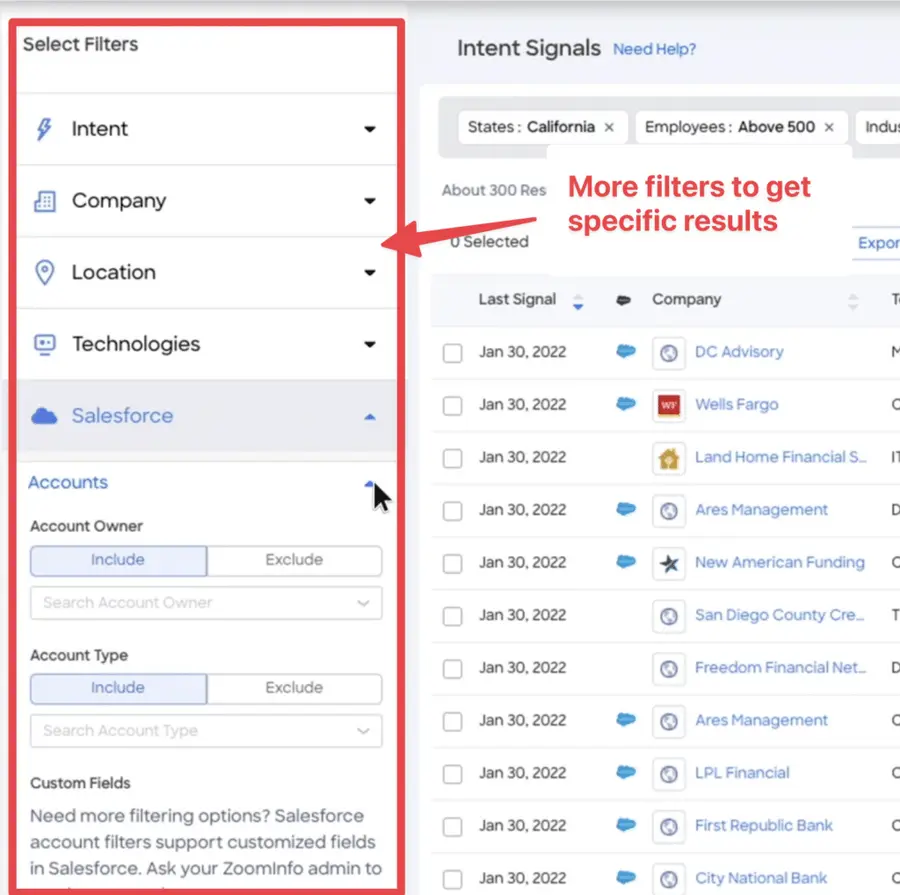 intent signals zoominfo filters