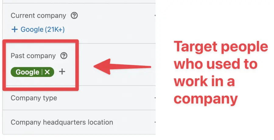 past company filter sales navigator