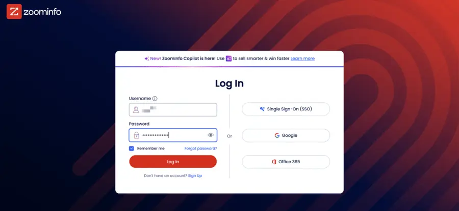 login to your zoominfo account