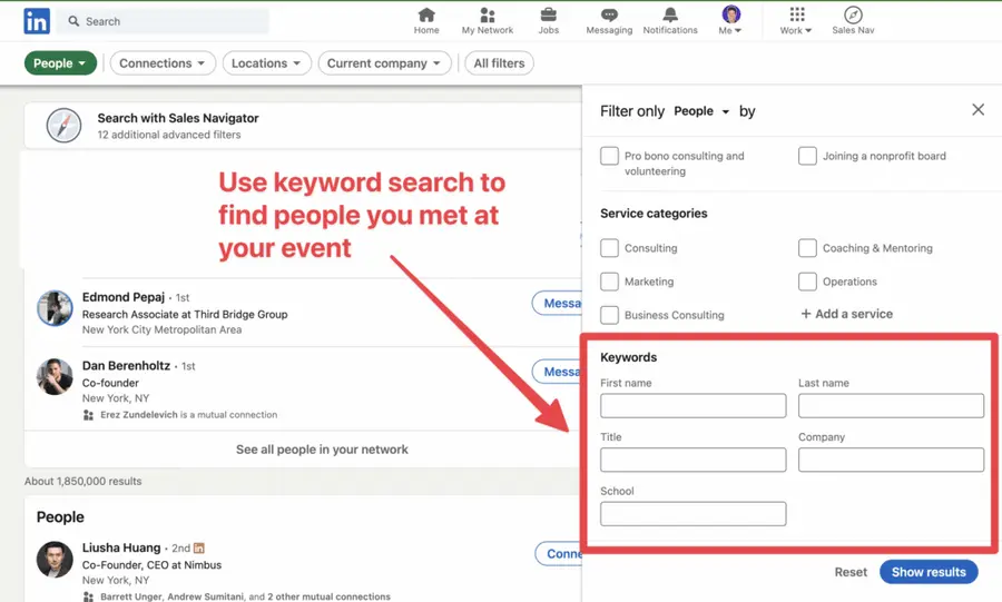 find linkedin profiles to follow up