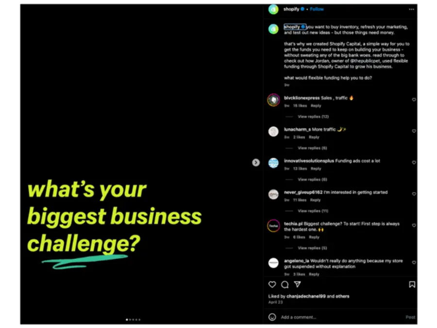 Shopify social post example