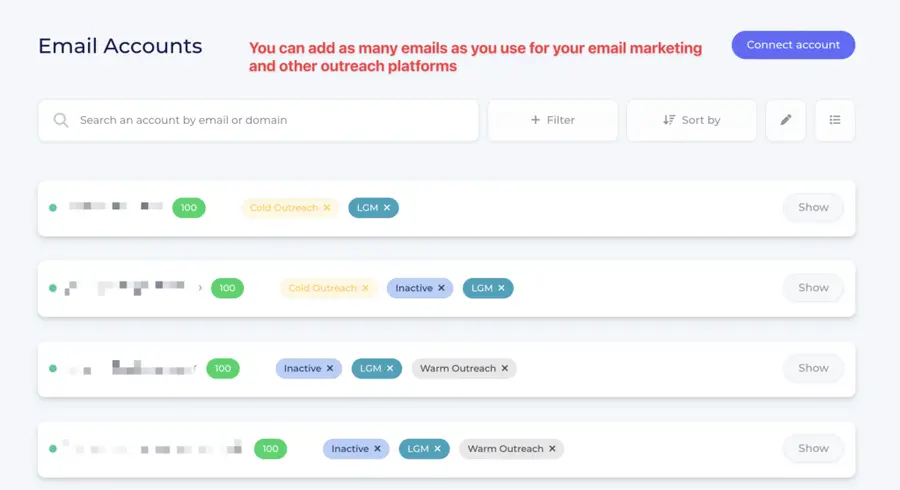 warmed up email lists with mailreach