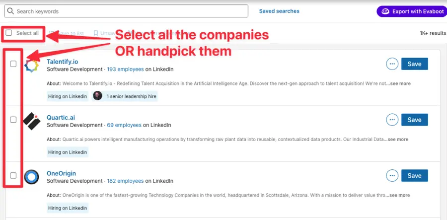 select companies in sales navigator account list