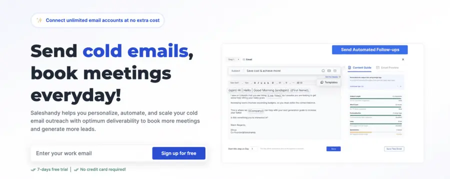 saleshandy cold email and meeting scheduling software 