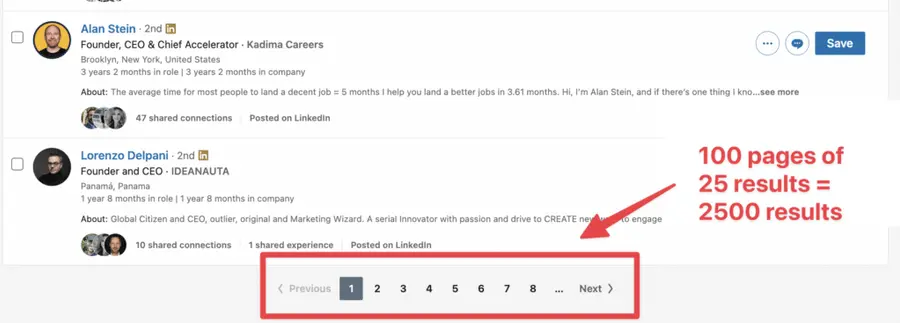 linkedin sales navigator search limit