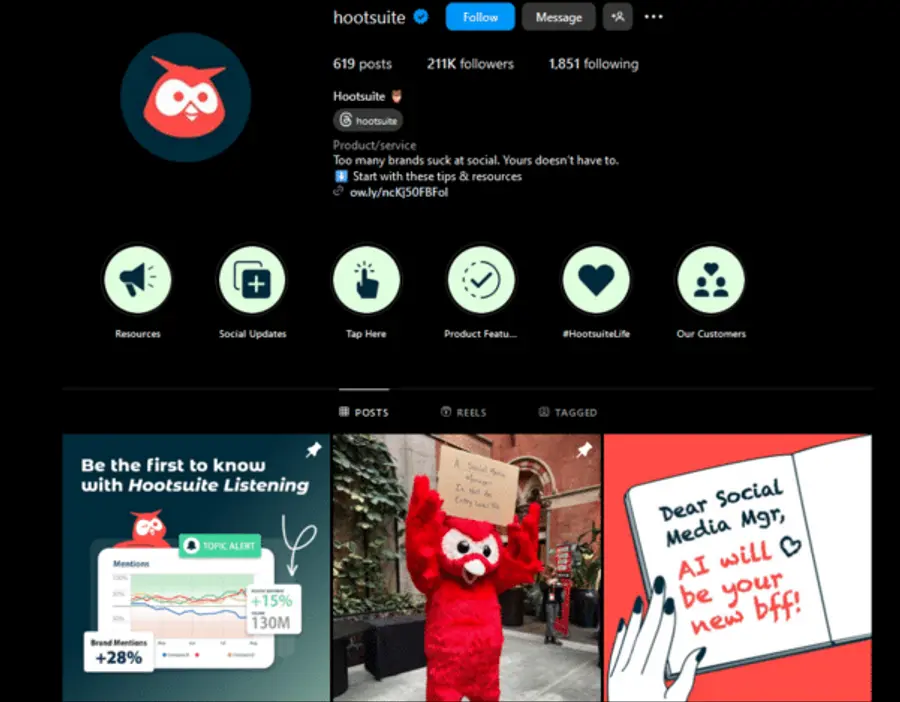 Image showing Hootsuite Instagram account