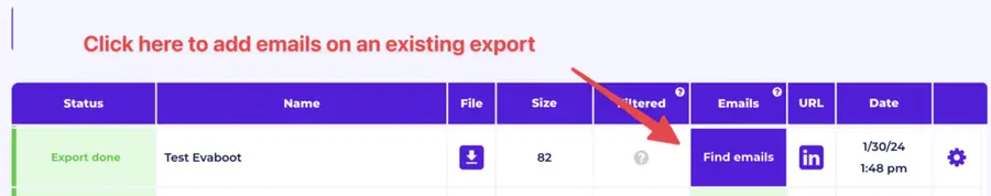 find emails from existing sales navigator export x