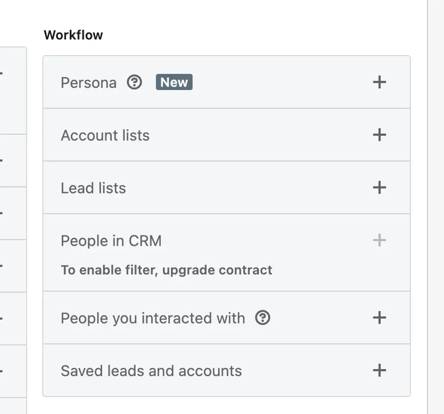 workflow filter on sales navigator
