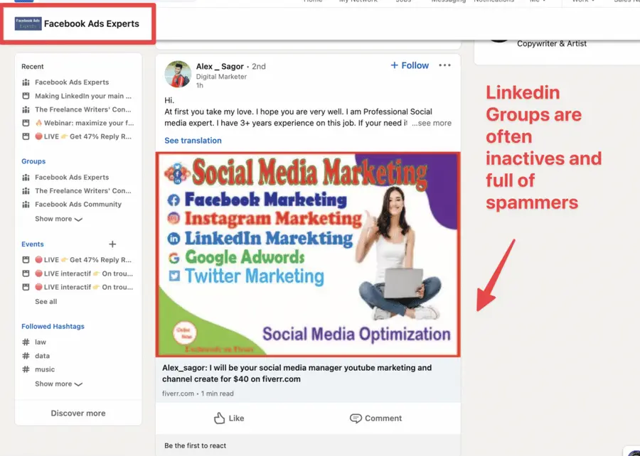 lead generation su gruppi Linkedin 