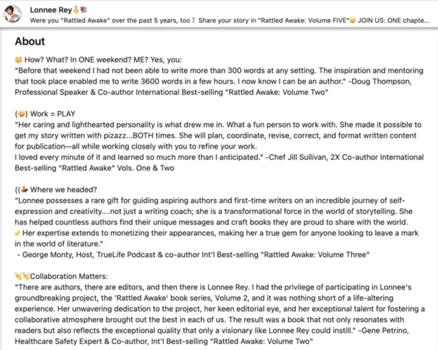LinkedIn summary examples testimonials