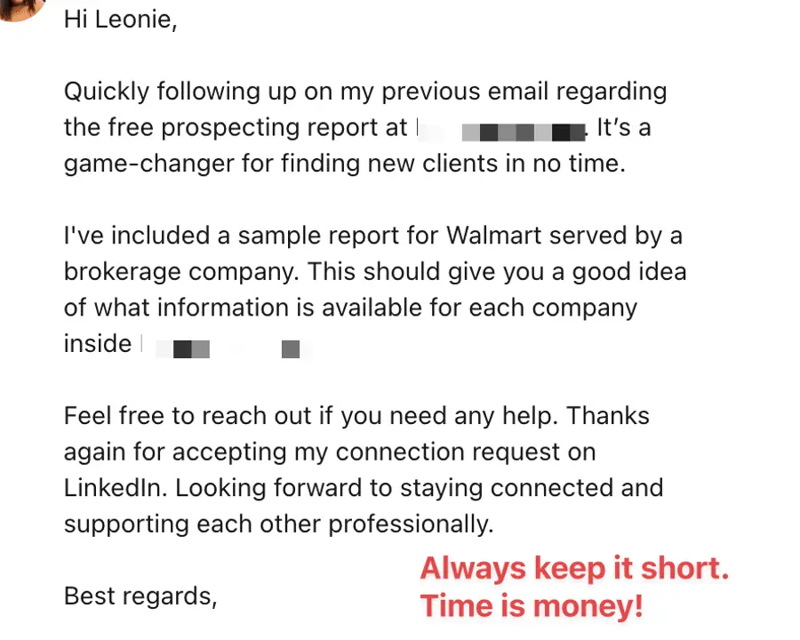 keep your linkedin follow up messages short, to the point, do not exceed three paragraphs