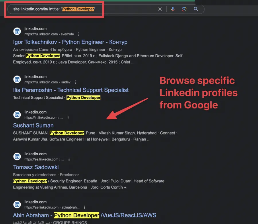 linkedin x ray search